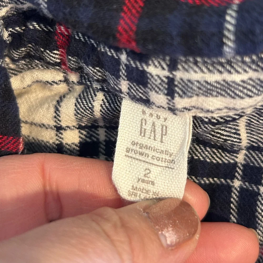 Baby Gap Organic Cotton Plaid Flannel Long Sleeve‎ Button Up Shirt Size 2 Years